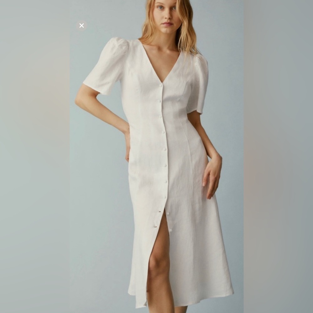 Reformation Newbury White Linen Midi Dress NWT